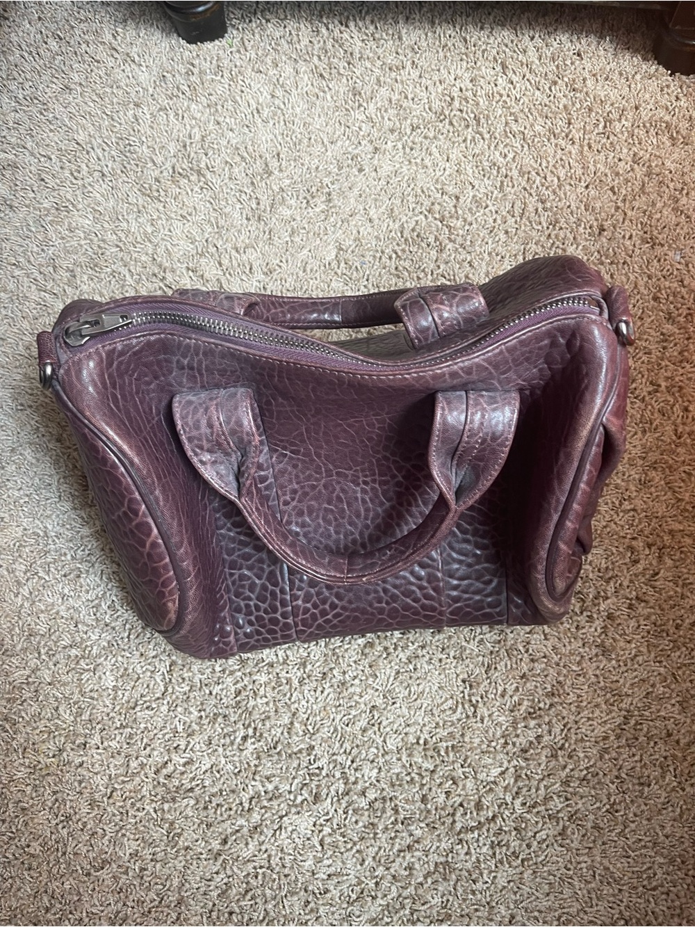 Alexander Wang LIKE NEW Classic Textured Leather Satchel Handbag - Plum